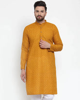 Men Mustard Chikan Kurta Only ( KO 561 Mustard )-KO-561