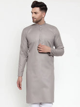 Men Grey & White Solid Kurta Only ( KO 611 Grey )-KO-611