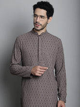 Men's Chikankari Design Embroidered and Sequence Kurta Only
