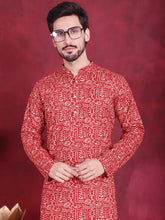 Men's Digital Printed Kurtas. ( KO 5014 Red )