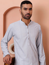 Men's Sequins Embroidered Kurtas-KO-5015Light-Grey
