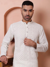 Men's Embroidered Kurtas-KO-5021White