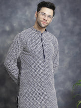 Sequin Embroidered Pure Cotton Kurtas ( KO 5028Navy )