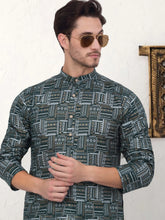 Men's Printed Kurtas-KO-5031Dark-Green