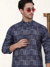 Men's Printed Kurtas-KO-5031Navy