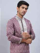 Men's Sequins Embroidered Kurtas-KO-5038Magenta