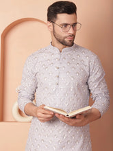 Chikankari Pure Cotton Kurtas-KO-5041Grey