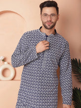 Chikankari Pure Cotton Kurtas-KO-5049Navy