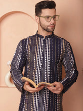 Men's Mirror Work Kurtas-KO-5055Navy