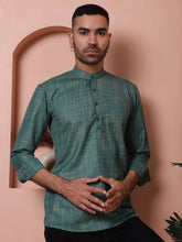 Men Woven Design Short Kurta-KO-5061Olive