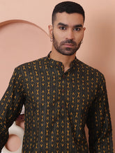 Men Printed Cotton Kurtas-KO-5069Mehndi