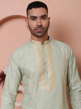 Men's Foil Printed Kurtas-KO-5070Sky