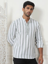 Woven Design Cotton Short kurta for Men-KO-5082Green