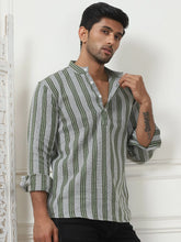 Woven Design Cotton Short kurta for Men-KO-5082Olive