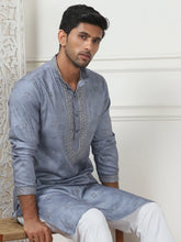 Men's Embroidered & Sequin Kurtas-KO-5084Grey