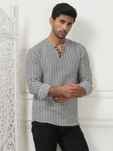 Woven Design Cotton Short kurta for Men-KO-5089White