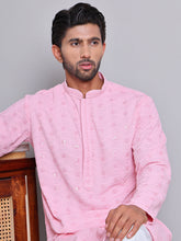 Men's Embroidered and Sequence Kurtas ( KO 5145Pink )