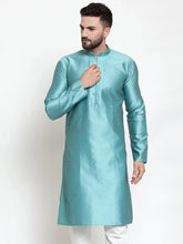 Men Light-Blue & White Self Design Kurta Only ( KO 589 Sky )-KO-589