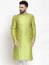 Men Light-Green & Golden Self Design Kurta Only ( KO 590 Light-Green )-KO-590