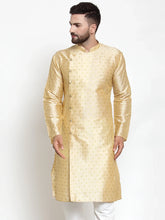 Men Mustard & Golden Self Design Kurta Only ( KO 590 Mustard )-KO-590