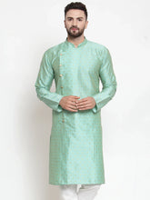 Men Sky-Blue & Golden Self Design Kurta Only ( KO 590 Sky )-KO-590
