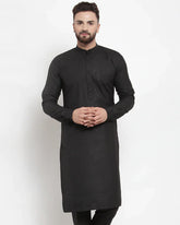 Men Black Solid Kurta Only ( KO 592 Black )-KO-592