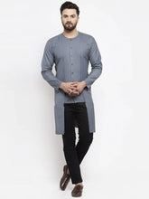 Men Grey Solid high-low Kurta ( KO 598 Grey )-KO-598