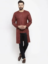 Men Maroon Solid high-low Kurta ( KO 598 Maroon )-KO-598
