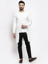 Men White Solid high-low Kurta ( KO 598 White )-KO-598