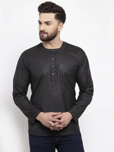 Men Black Solid Straight Short Kurta ( KO 599 Black )-KO-599