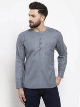 Men Grey Solid Straight Short Kurta ( KO 599 Grey )-KO-599