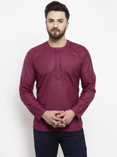 Men Purple Solid Straight Short Kurta ( KO 599 Purple )-KO-599