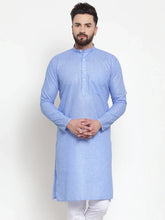 Men Blue Self-design Kurta Only ( KO 605 Blue )-KO-605