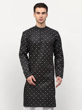 Men's Black Printed Cotton Kurta Only