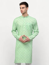 Men's Green Printed Cotton -Kurta Only