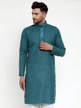 Men's Teal Woven Kurta Only