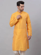 Men's Solid Dupion Silk Kurtas ( KO 636Yellow )-KO-636