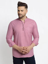 DesiQlo Men's Magenta Pink Solid Cotton Short Kurta ( KO 639 Magenta )