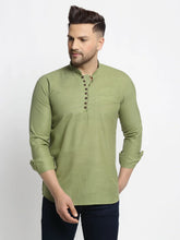 DesiQlo Men's Olive Green Solid Cotton Short Kurta ( KO 639 Olive )