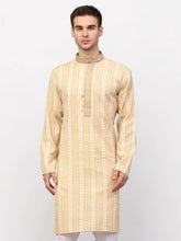 Men's Beige Woven Kurta Only