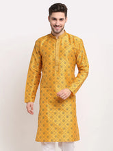 Men's Mustard -Woven Kurta Only