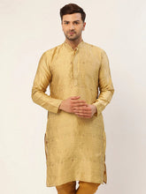 DesiQlo Men's Beige Coller Embroidered Woven Design Kurta Only ( KO 649 Beige )