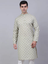 Men's Cotton Floral printed kurtas ( KO 650Grey )-KO-650