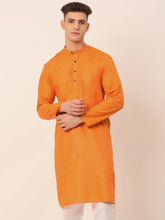 Men's Cotton Solid Kurta ( KO 657Orange )-KO-657