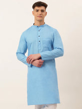 Men's Cotton Solid Kurtas ( KO 657 Sky )