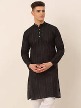 Men's Pure Cottom Embroidered Kurta Only ( KO 660 Black )