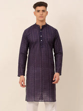 Men's Pure Cottom Embroidered Kurta Only ( KO 660 Navy )