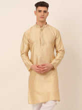 Men's Silk Blend Collar Embroidered Kurta only ( KO 662 Beige )