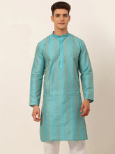 DesiQlo Men's Sky Blue Embroiderd Kurta Only ( KO 671 Sky )