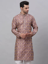 DesiQlo Men's Pink Collar Embroidered Woven Design Kurta Pajama ( KO 672 Pink )